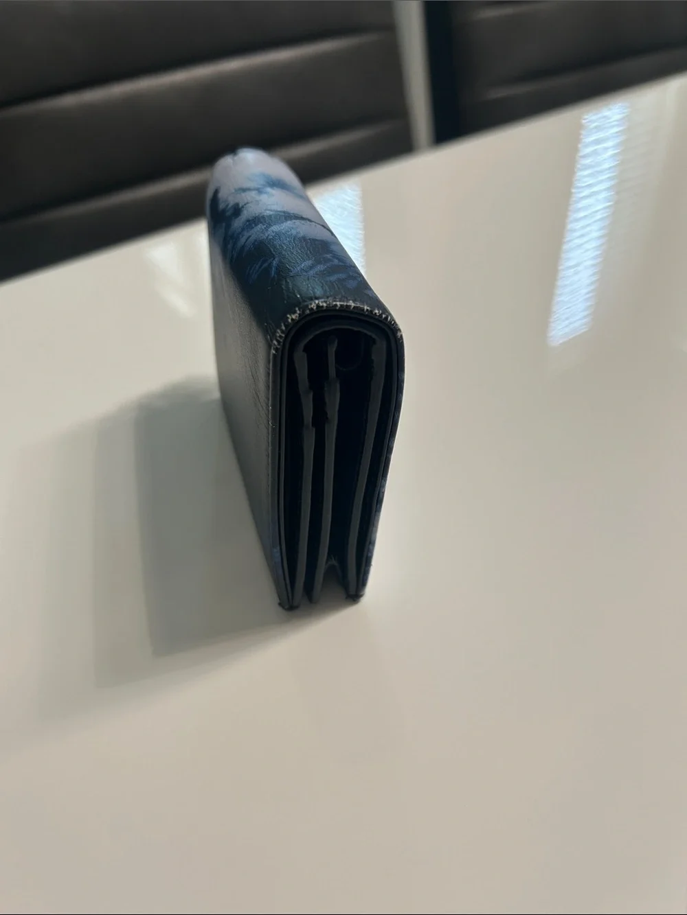 Christian Dior Leather Bifold Wallet - Navy Tie-Dye
